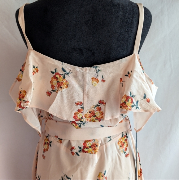 100% Mulberry Silk Armelle Light Peach Off the Shoulder Dress Size 8 - Picture 7 of 14